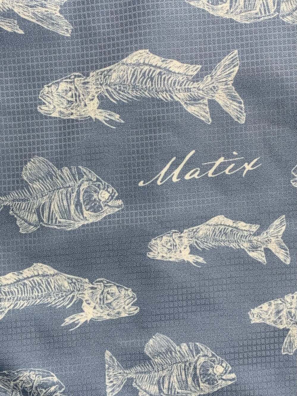 Matix Men's Blue Fish Skeleton Print Swim Trunks